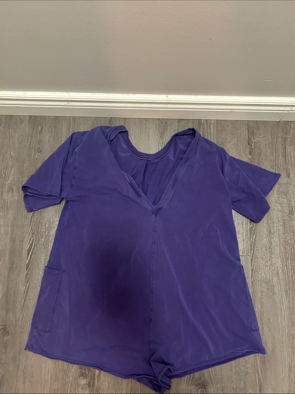 Free People Purple V-Neck Short Sleeve Romper